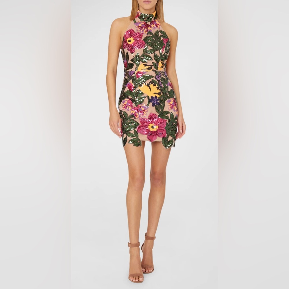 Milly Hariet Floral Sequin Halter Size 4